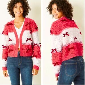 Might Fine Knot Loop Velvet Bow Cardigan Medium